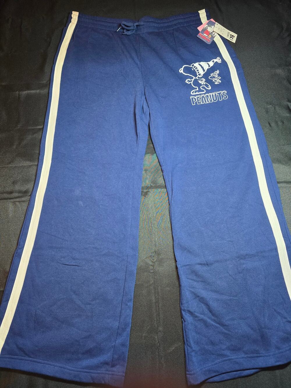 Peanuts Snoopy Wide Leg Lounge Pants Blue Stripe Drawstring XXL